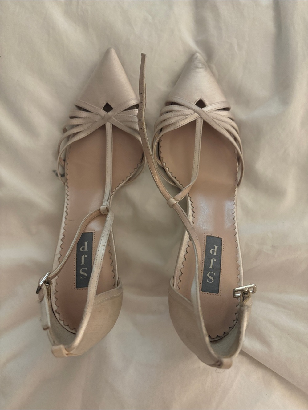 SJP by Sarah Jessica Parker Blush Pointed Toe Strappy Slingback Heels